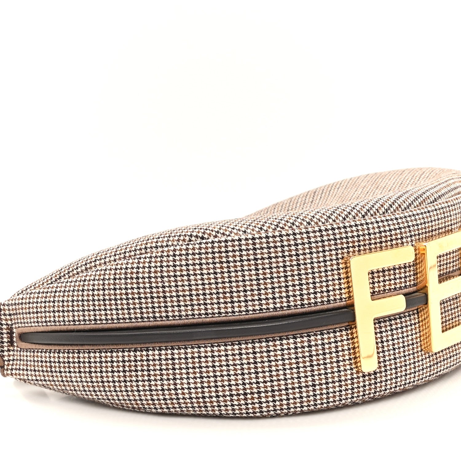 Fendi Wool Vitello Grace Small Houndstooth Small Fendigraphy Hobo Bag Beige Ebano 9 of 12