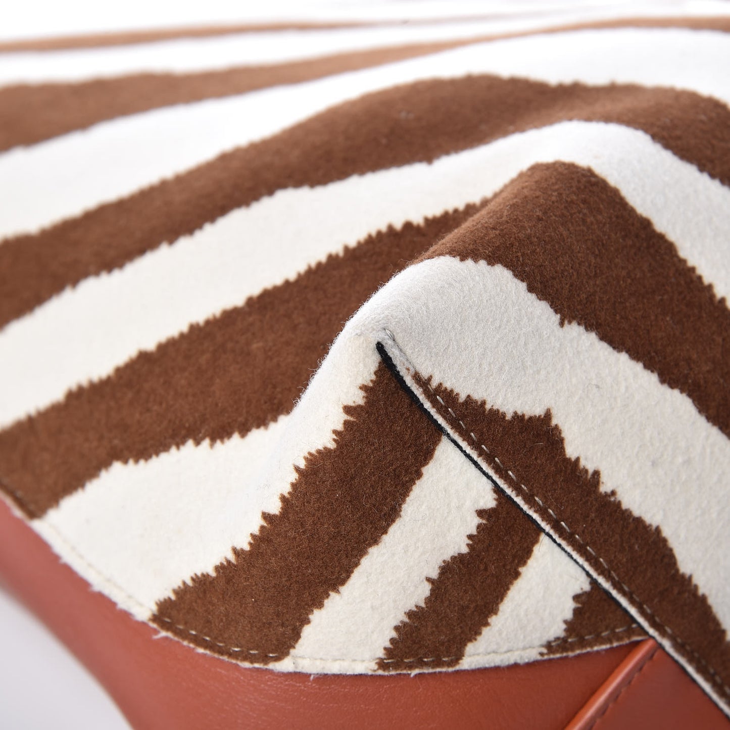 Shiny Smooth Calfskin Zebra Printed Calf Hair Small Twisted Cabas Chalk Brick