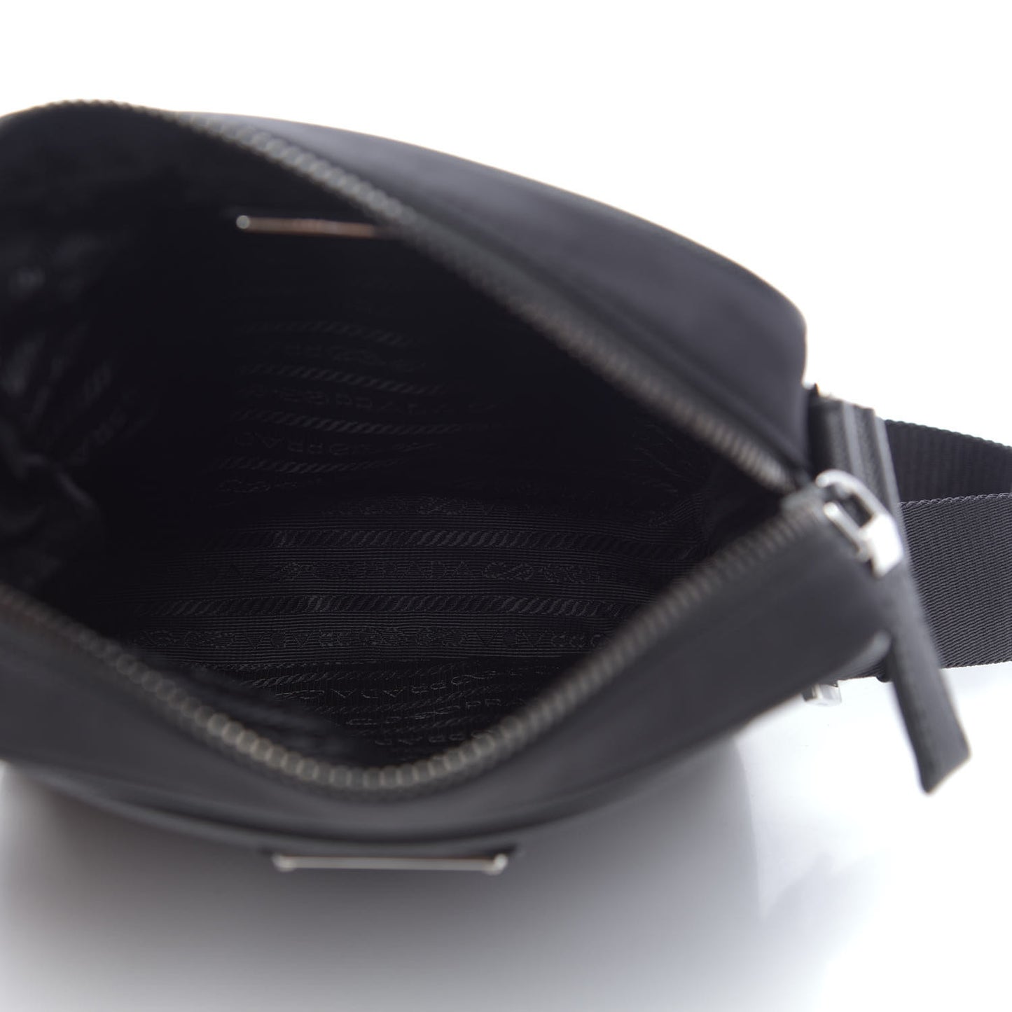 Tessuto Nylon Saffiano Pocket Messenger Shoulder Bag Black