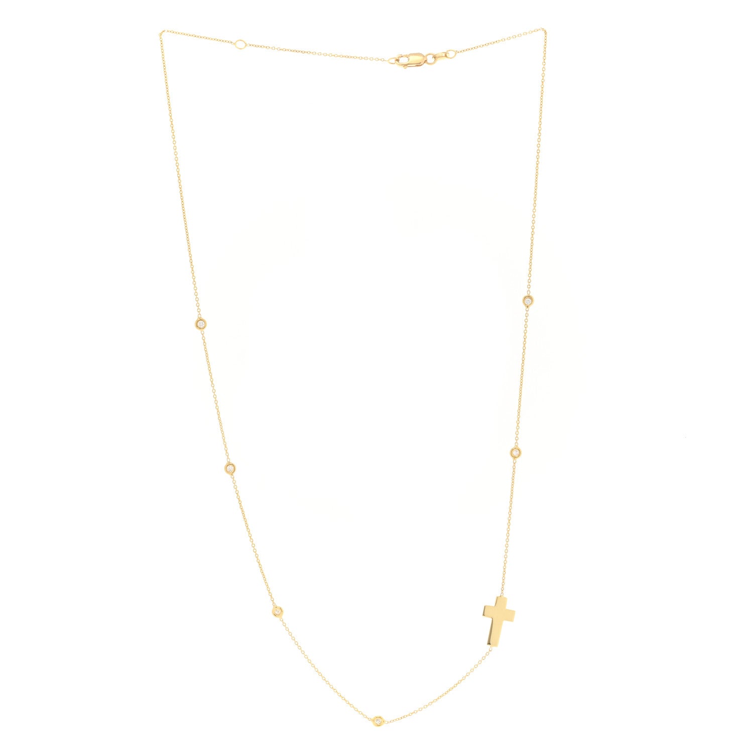 Roberto Coin 18K Yellow Gold Diamond Sideways Cross Necklace 2 of 3