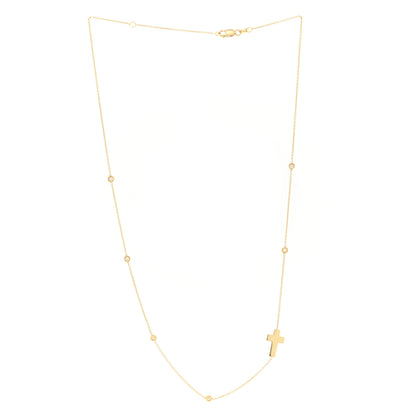 Roberto Coin 18K Yellow Gold Diamond Sideways Cross Necklace 2 of 3