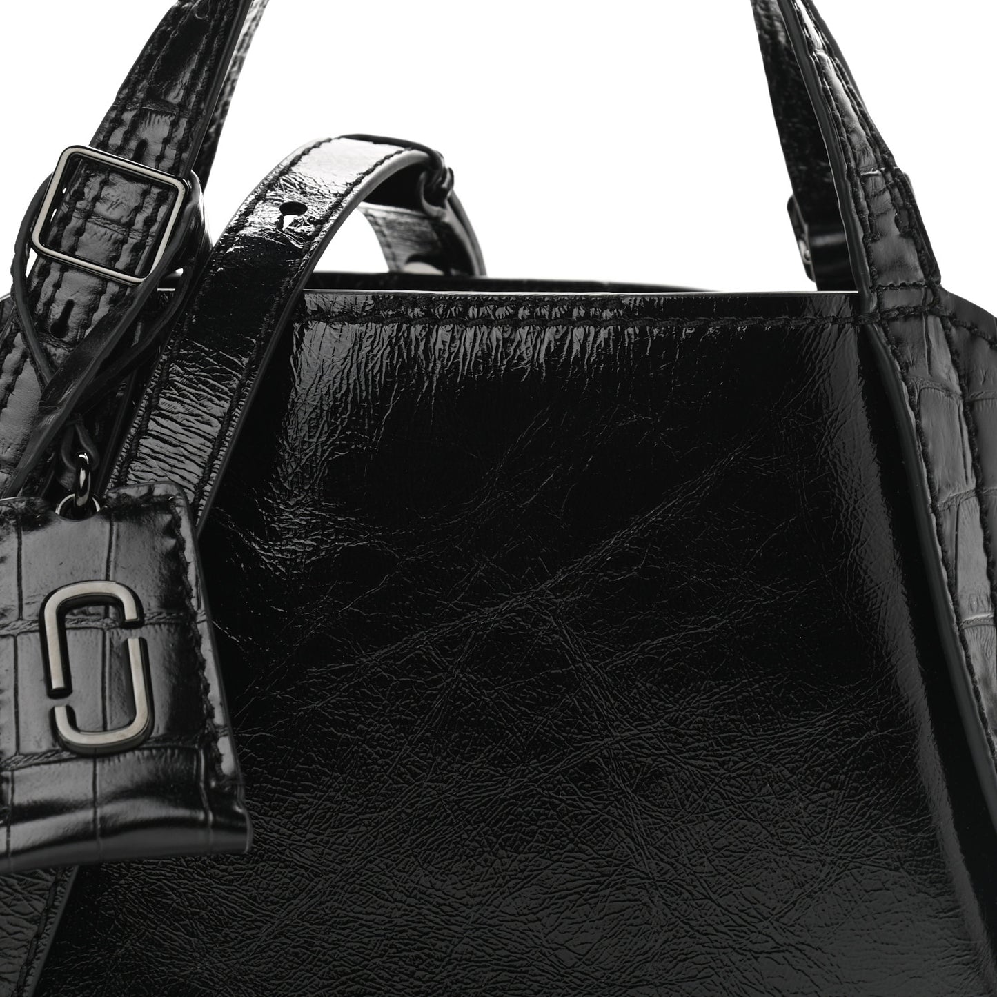 Calfskin Crocodile Embossed The Director Tote Black