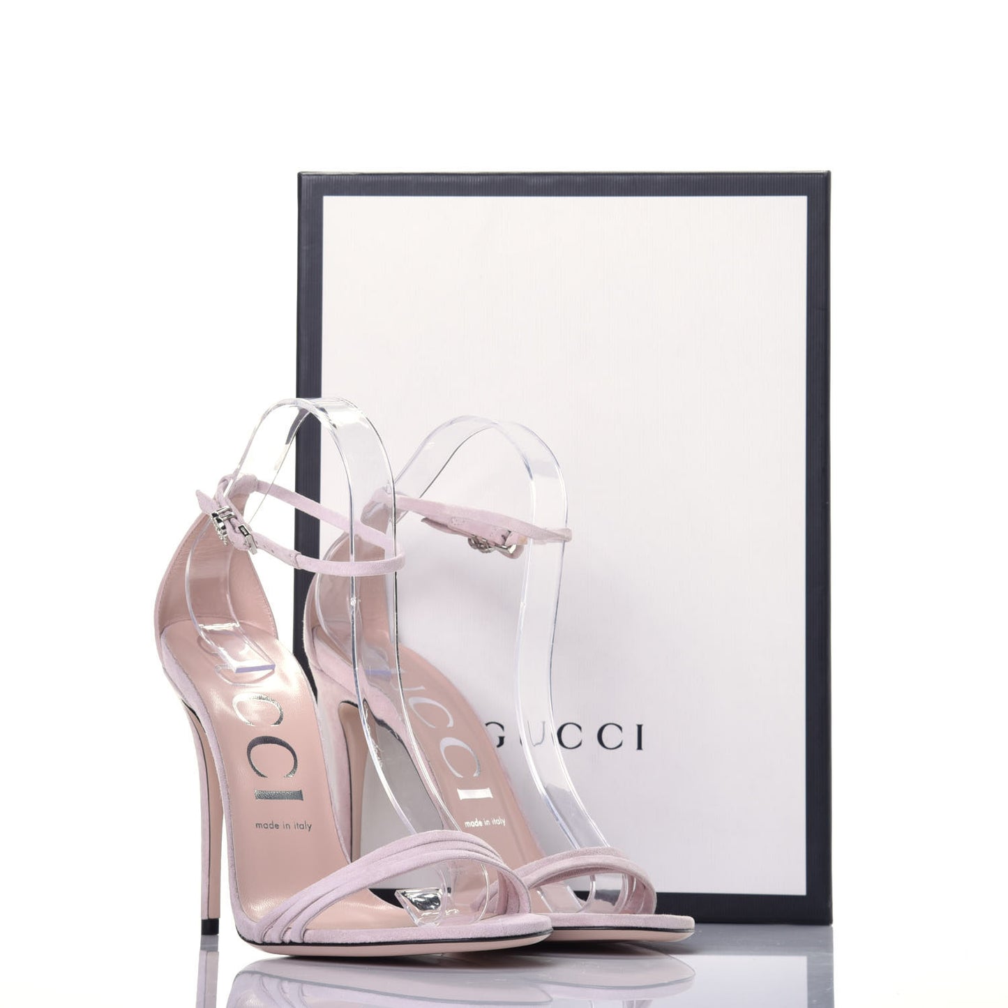 Kid Scamosciato GG Ankle Strap High Heel Sandals 39.5 Powder Pink