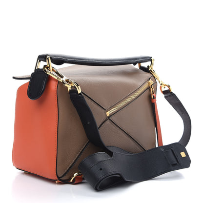Loewe Calfskin Small Puzzle Bag Mink Coral Black 3 of 9
