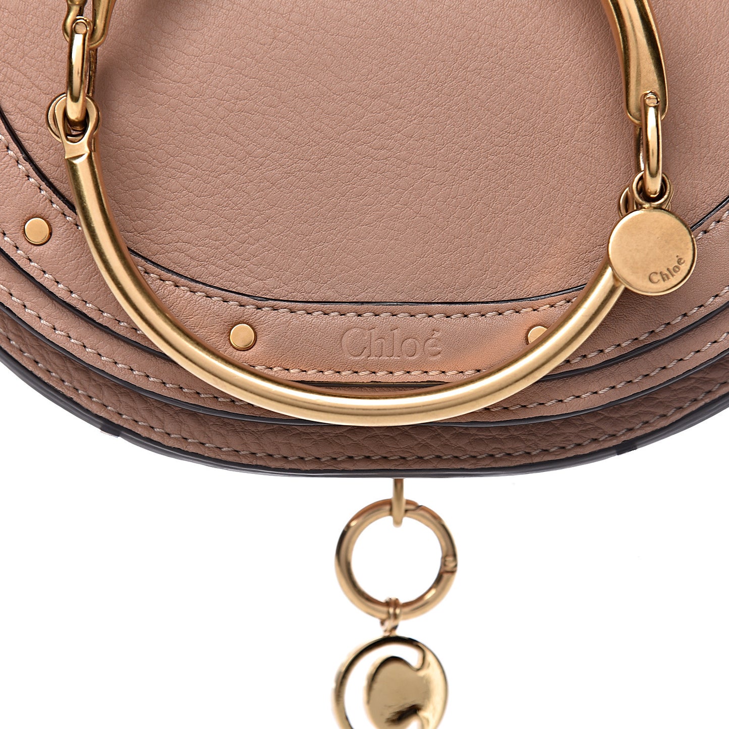 Calfskin Small Nile Bracelet Minaudiere Bag Biscotti Beige