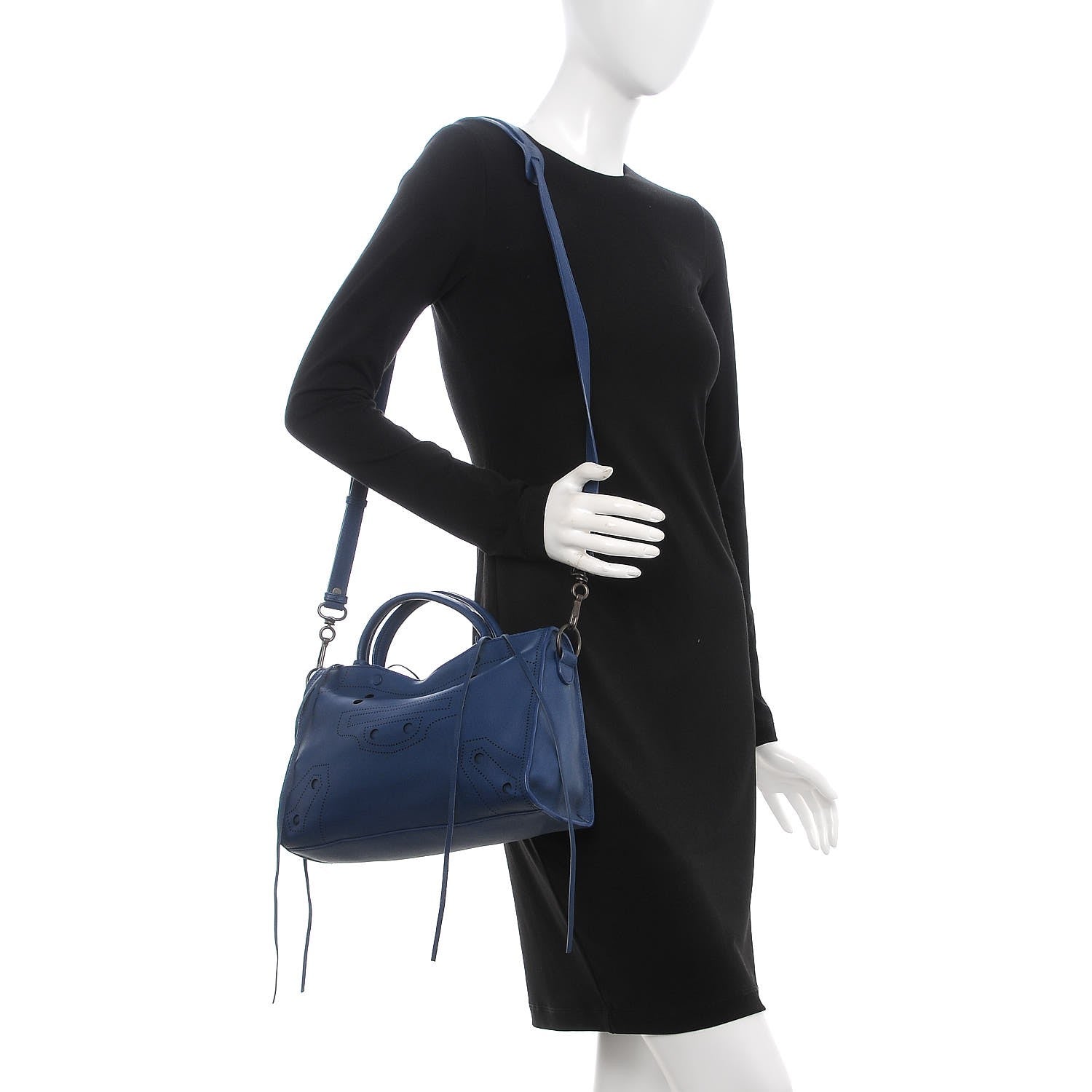 Balenciaga Veau Soyeux Perforated Blackout Hardware S City Bleu Marine 2 of 8