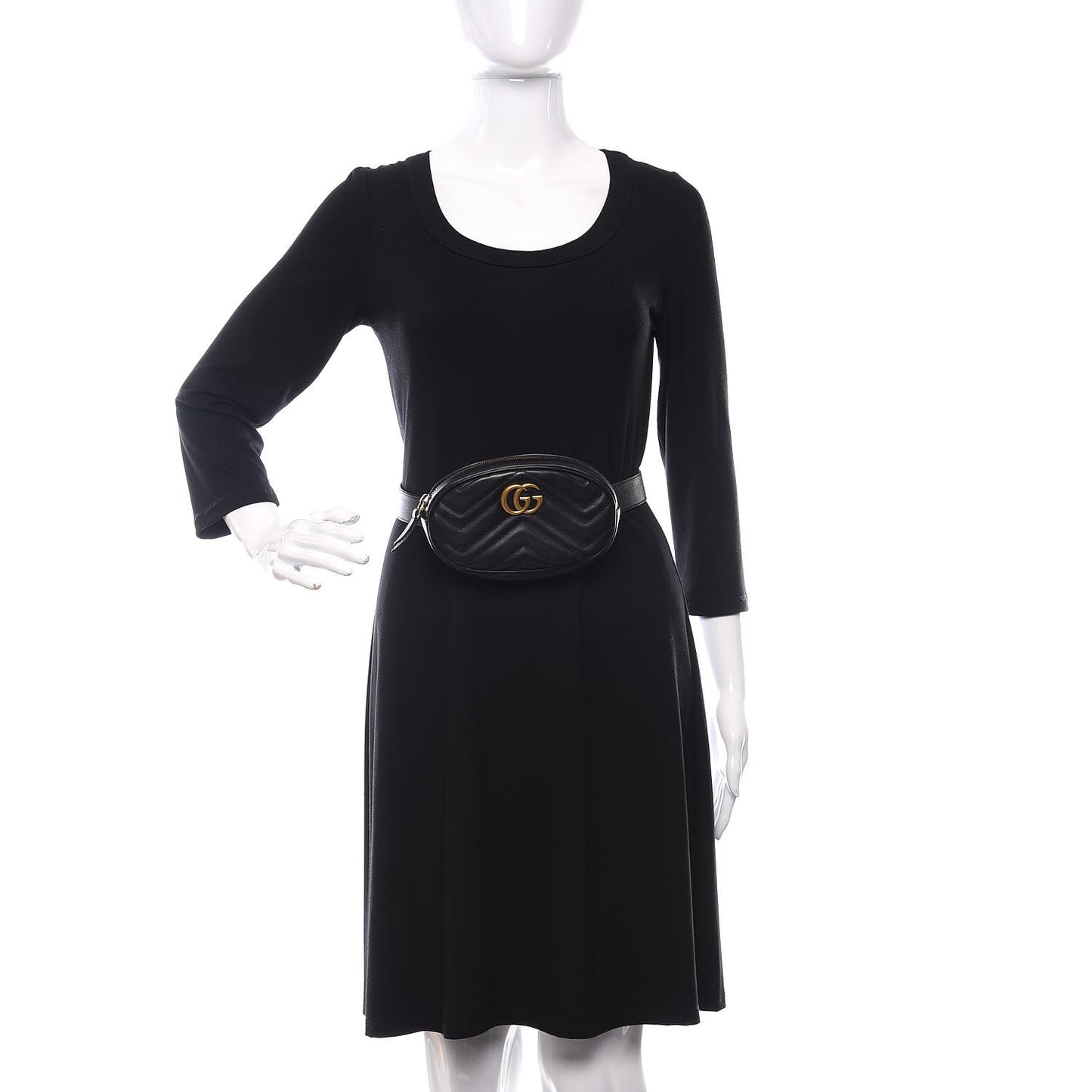 Calfskin Matelasse GG Marmont Belt Bag 75 30 Black