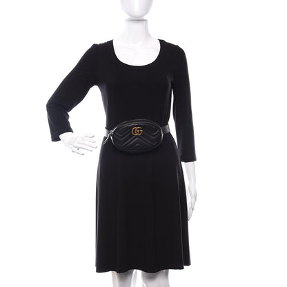 Gucci Calfskin Matelasse GG Marmont Belt Bag 75 30 Black 2 of 11