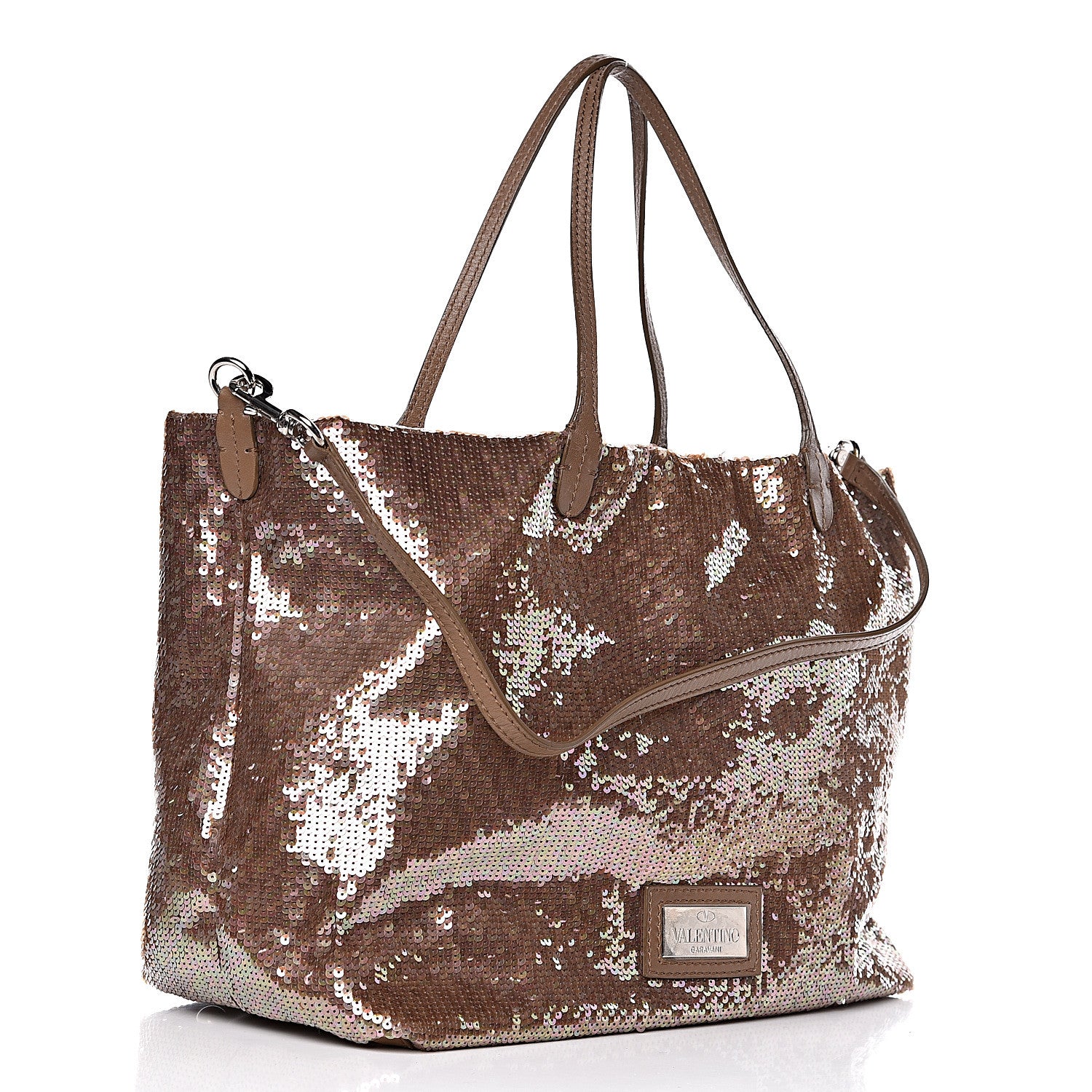 Valentino Garavani Sequin Petale Tote Tan 3 of 13