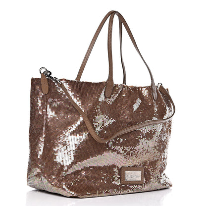 Valentino Garavani Sequin Petale Tote Tan 3 of 13
