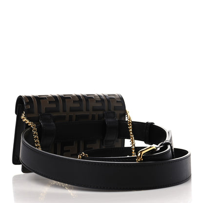 Fendi Vitello Liberty F is Fendi Bi-Color FF 1974 Embossed Envelope Belt Bag Maya Black 3 of 9
