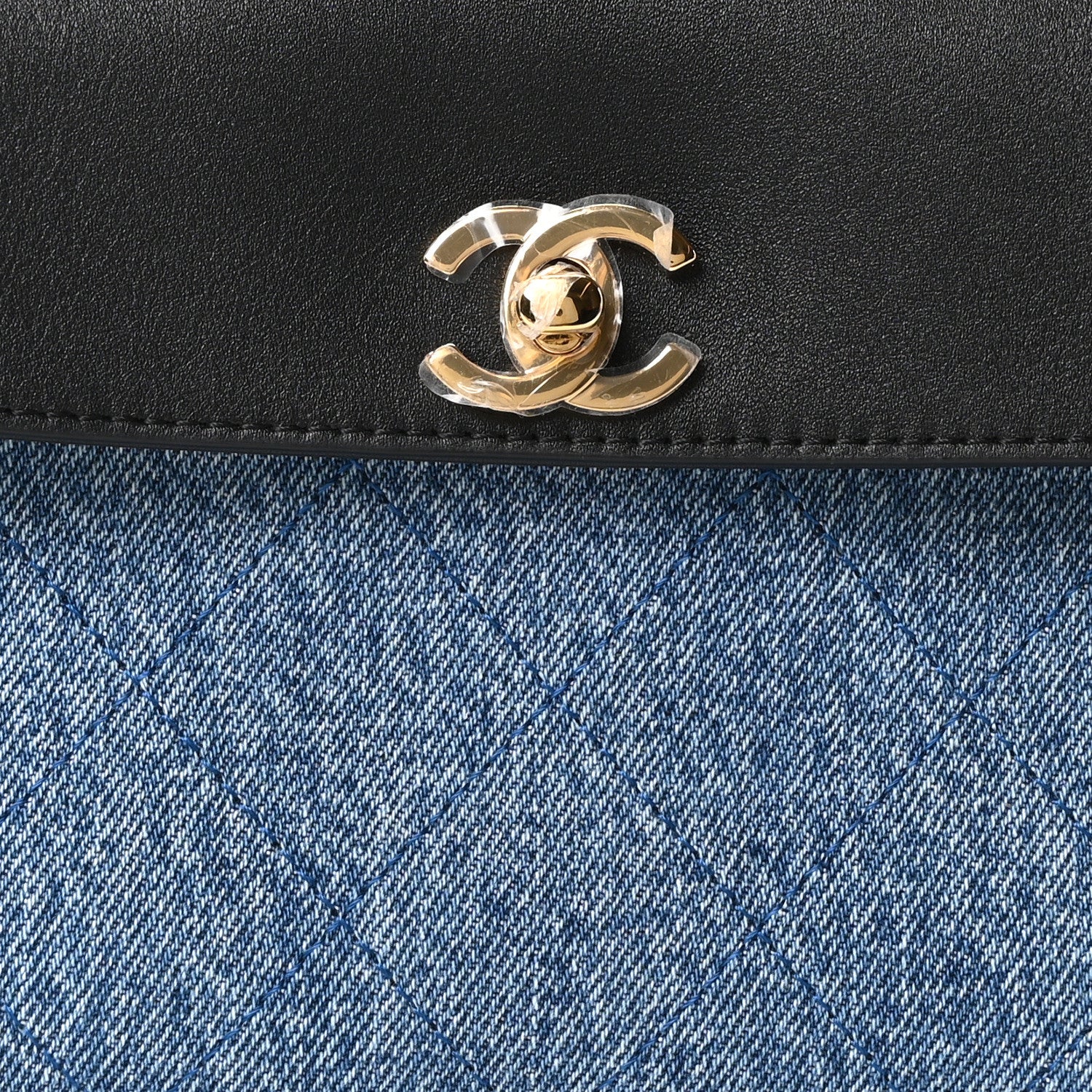 Chanel Calfskin Denim Stitched Urban Essentials Small Shopping Bag Blue Black 8 of 10