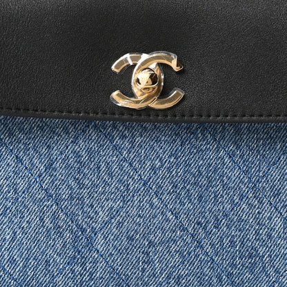 Chanel Calfskin Denim Stitched Urban Essentials Small Shopping Bag Blue Black 8 of 10