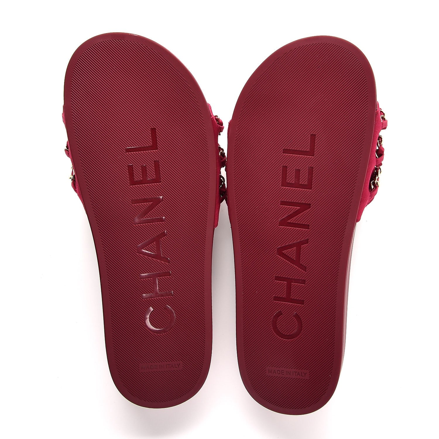 Chanel Satin Chain Flat Sandals 39 Dark Fuchsia 5 of 9