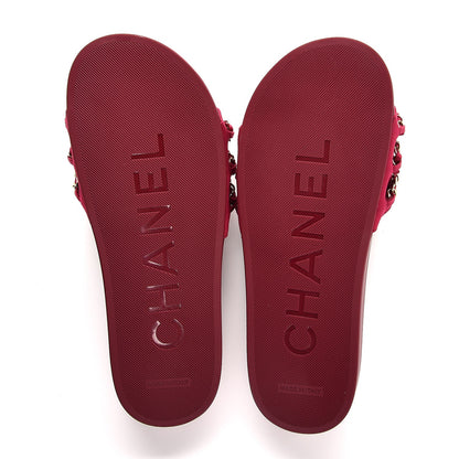 Chanel Satin Chain Flat Sandals 39 Dark Fuchsia 5 of 9