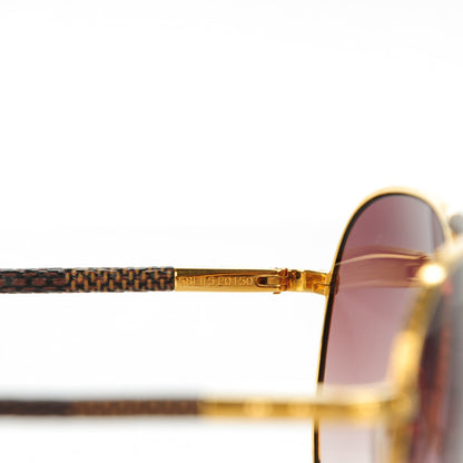Louis Vuitton Damier Ebene Conspiration Pilote Sunglasses Z0202U Gold 3 of 4