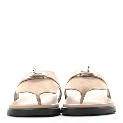 Hermes Suede Goatskin Womens Empire Sandals 36 Beige Sable 2 of 7