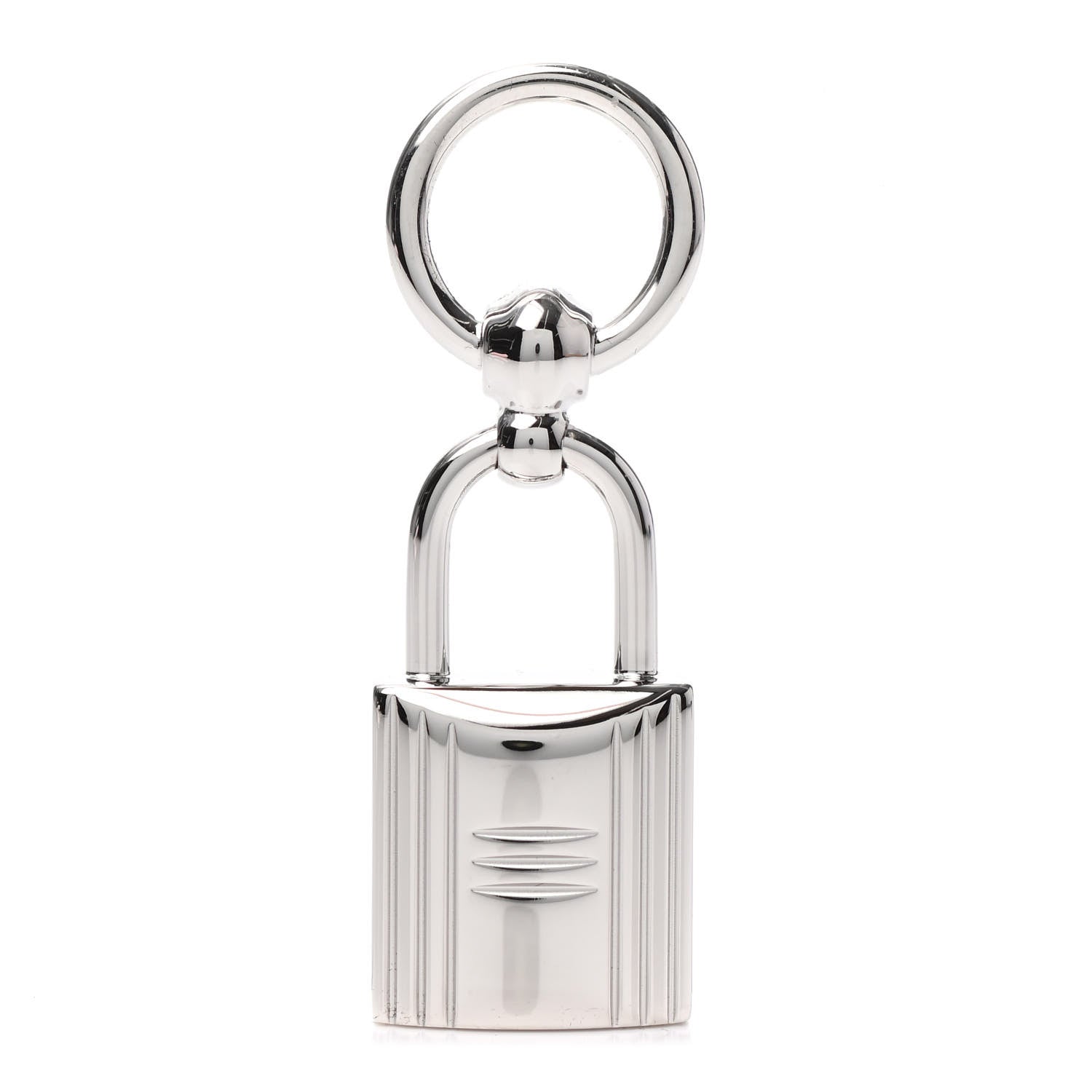 Hermes Palladium Mini Loop Charms Cadenas Scarf Ring Silver 1 of 3