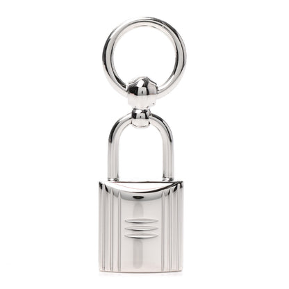 Hermes Palladium Mini Loop Charms Cadenas Scarf Ring Silver 1 of 3