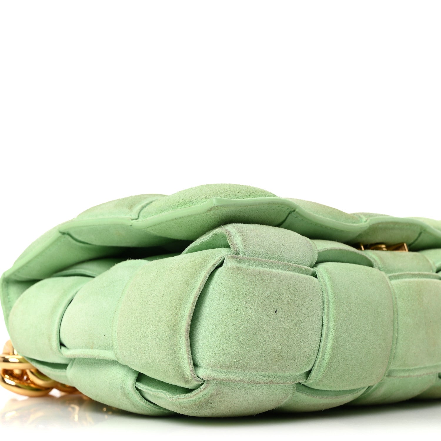 Bottega Veneta Suede Maxi Intrecciato Padded Chain Cassette Crossbody Bag Wasabi 8 of 9