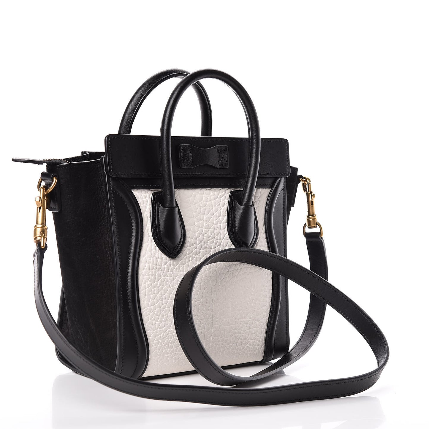 Bullhide Calfskin Nubuck Bi-Color Nano Luggage Black White