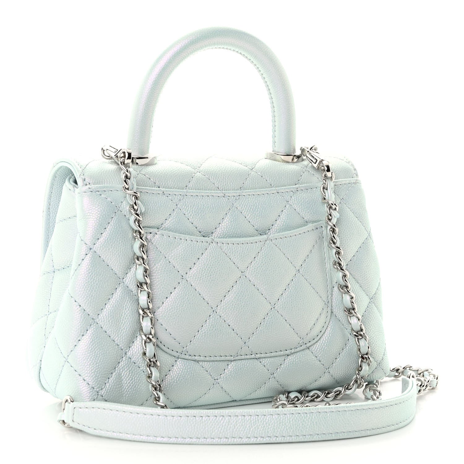 Chanel Iridescent Caviar Quilted Extra Mini Coco Handle Flap Light Blue 3 of 11