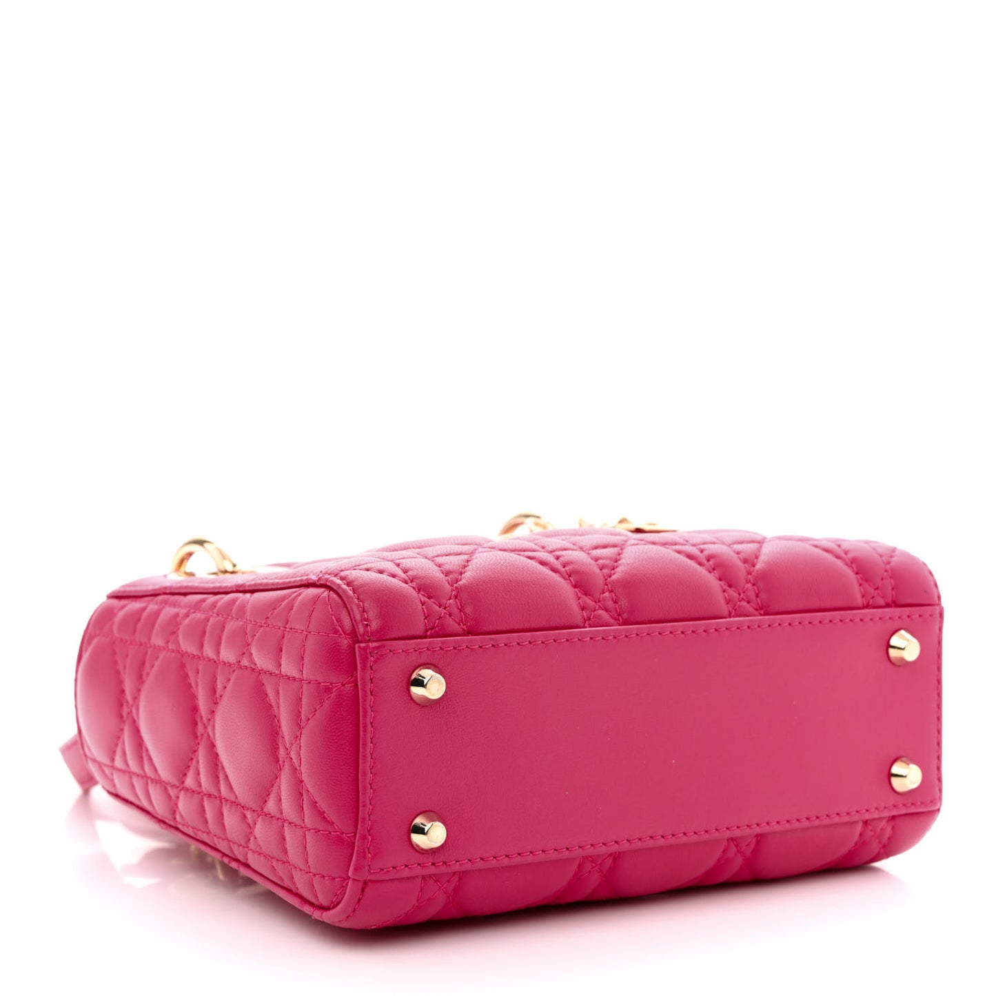 Lambskin Cannage Mini Lady Dior Fuchsia