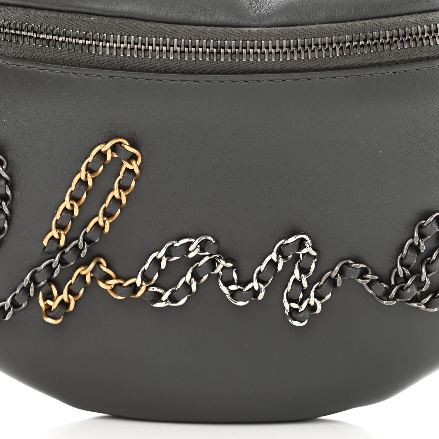 Chanel Calfskin Chain 20s Signe Waist Bag Grey 8 of 10