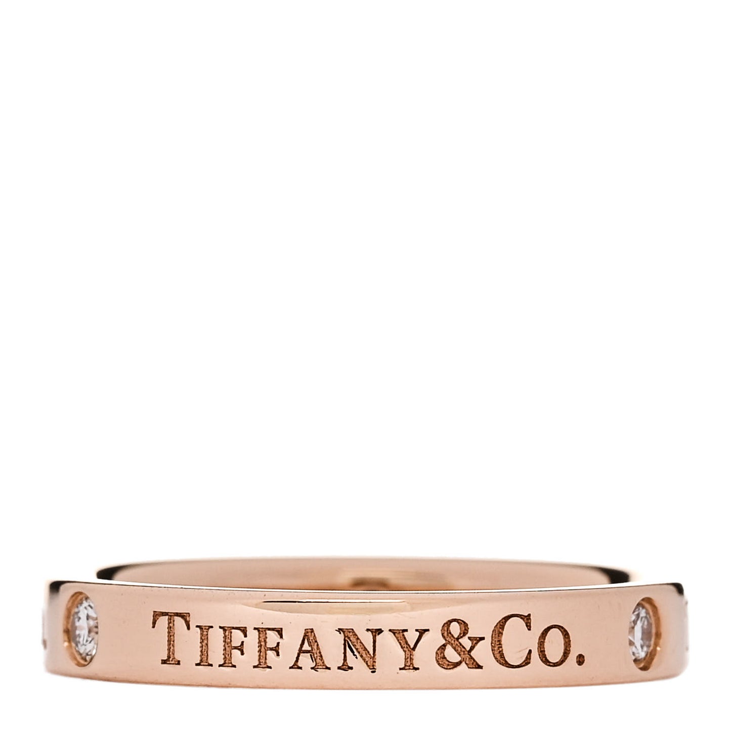 18K Rose Gold Diamond Logo Band Ring 52 6