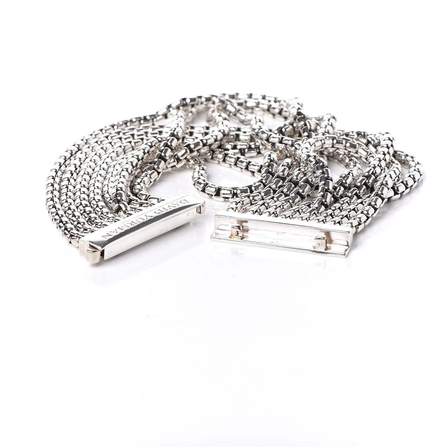 David Yurman Sterling Silver Eight-Row Box Chain Bracelet 5 of 5