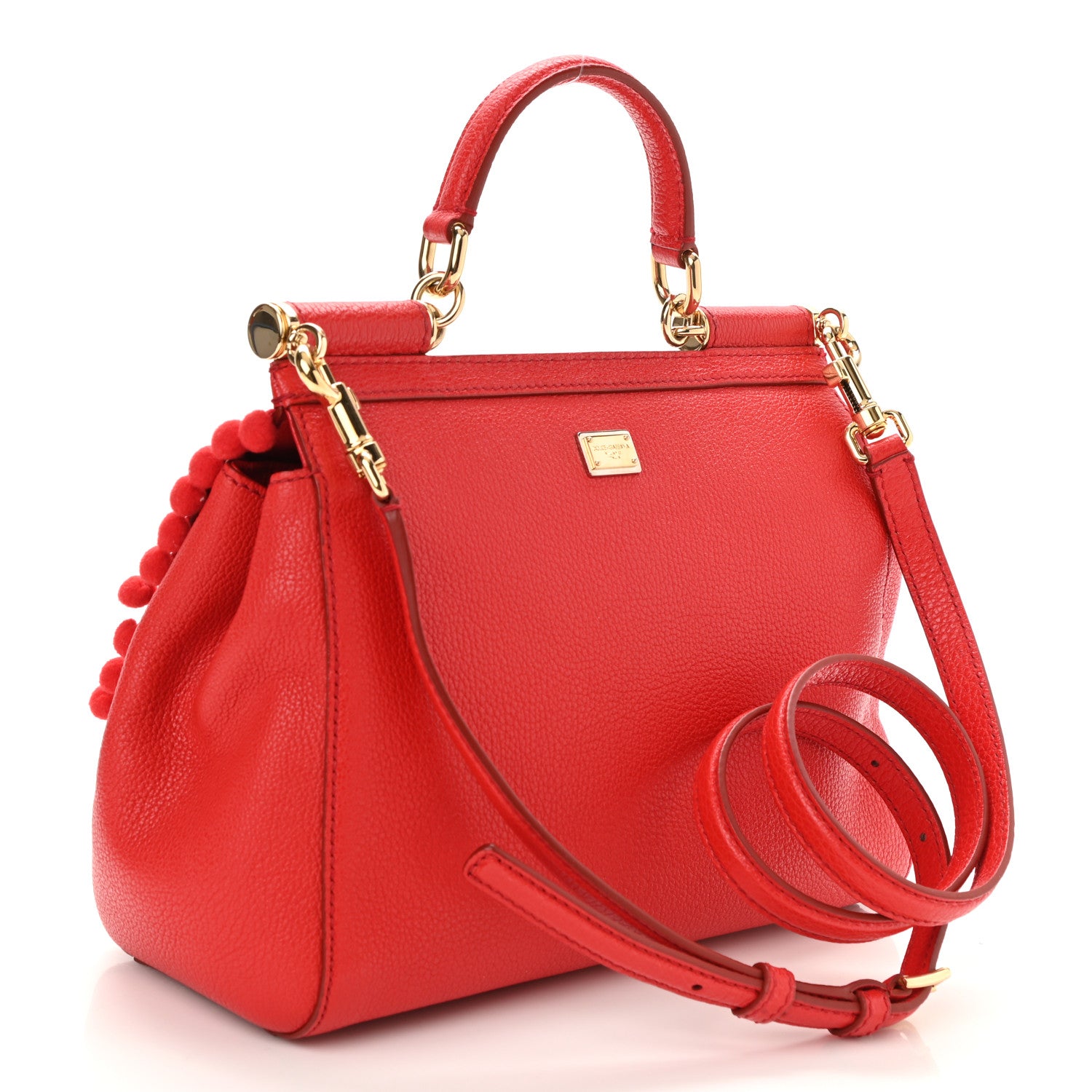 Dolce & Gabbana Calfskin Embellished Medium Miss Sicily Satchel Red 3 of 9