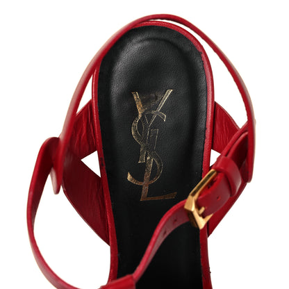 Saint Laurent Calfskin Tribute 75 Platform Sandals 37 Rouge Orient 7 of 9