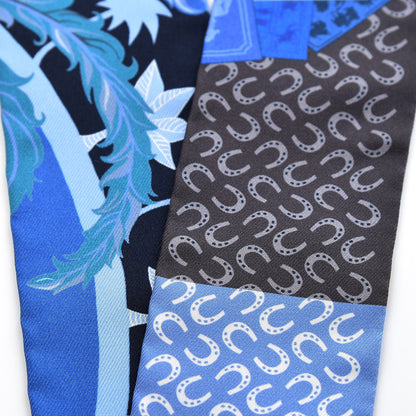 Hermes Silk Cheval Phoenix Twilly Marine Ciel Cobalt 5 of 6
