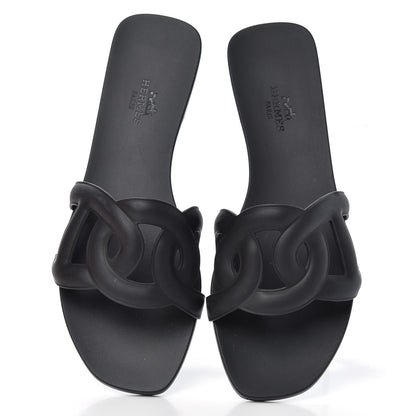 Hermes Rubber Aloha Sandals 37 Black 5 of 11