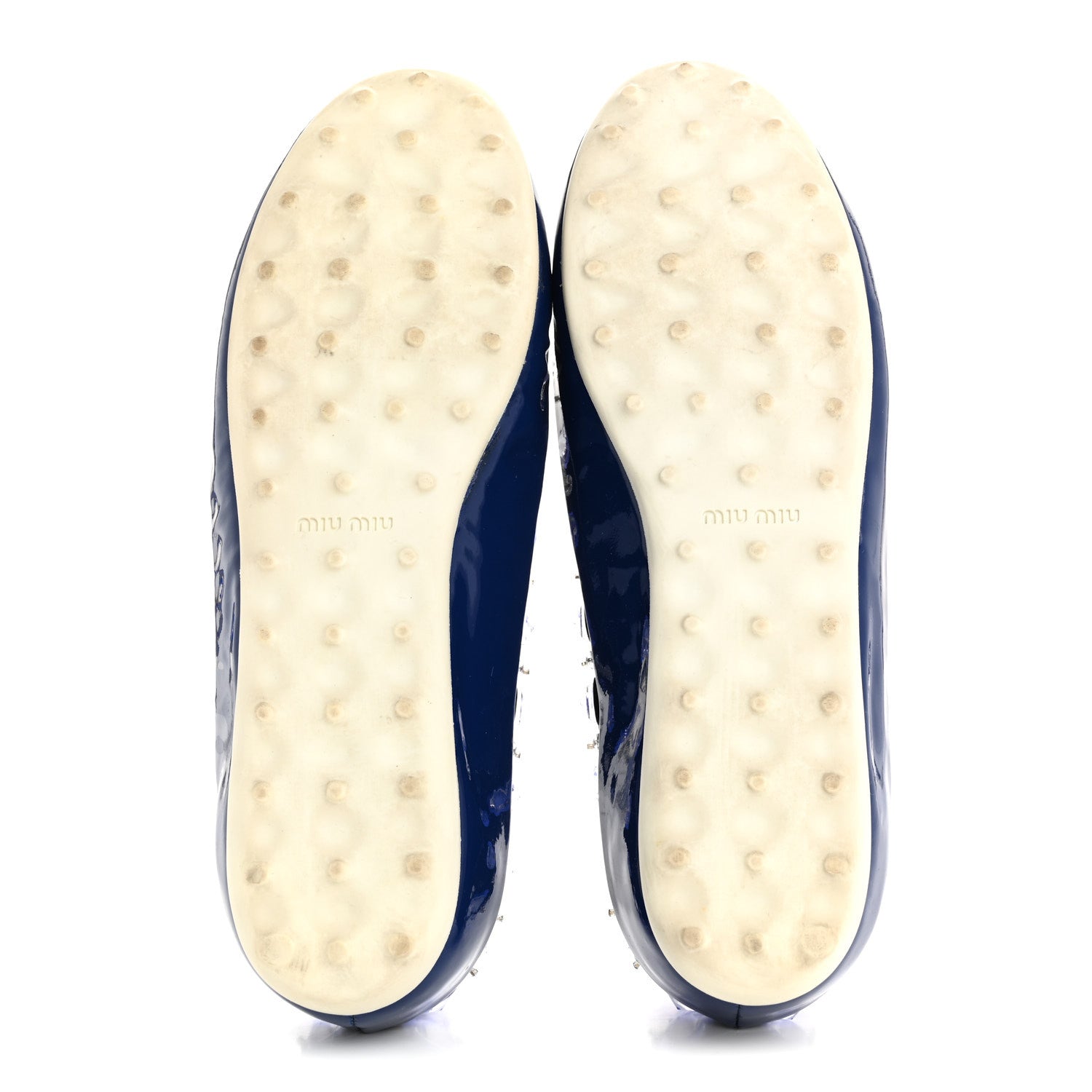 Miu Miu Patent Sequin Beaded Flats 35.5 Blue 6 of 10