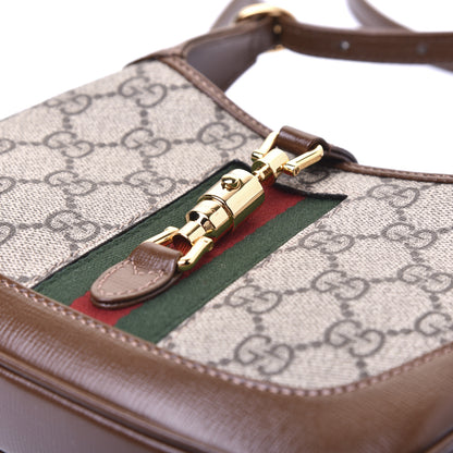 Gucci GG Supreme Monogram Azalea Calfskin Web Mini Jackie 1961 Hobo Beige Ebony Brown Sugar 11 of 15