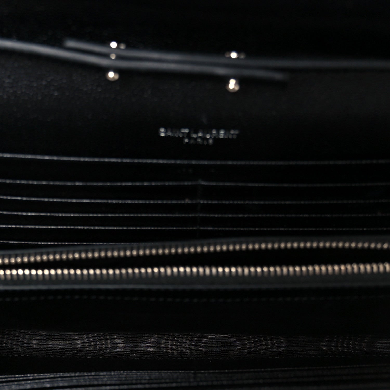 Saint Laurent Grain De Poudre Matelasse Chevron Monogram Chain Wallet Black 5 of 10