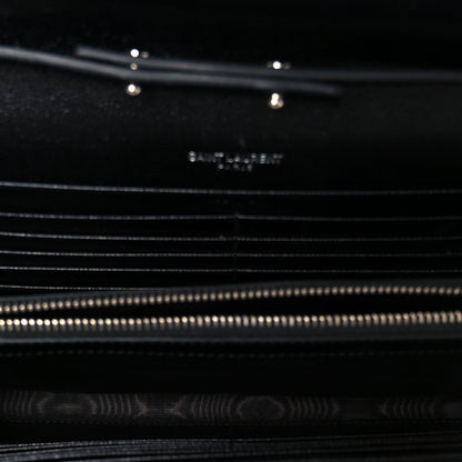 Saint Laurent Grain De Poudre Matelasse Chevron Monogram Chain Wallet Black 5 of 10