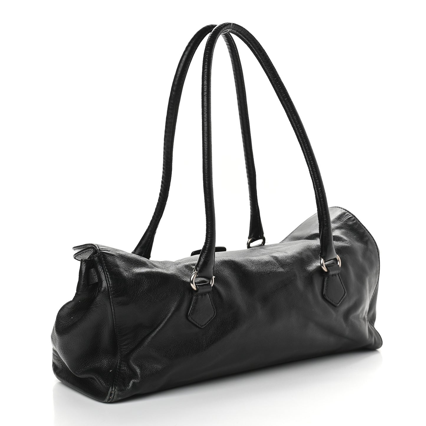 Royal Calf Easy Foldover Pushlock Satchel Black