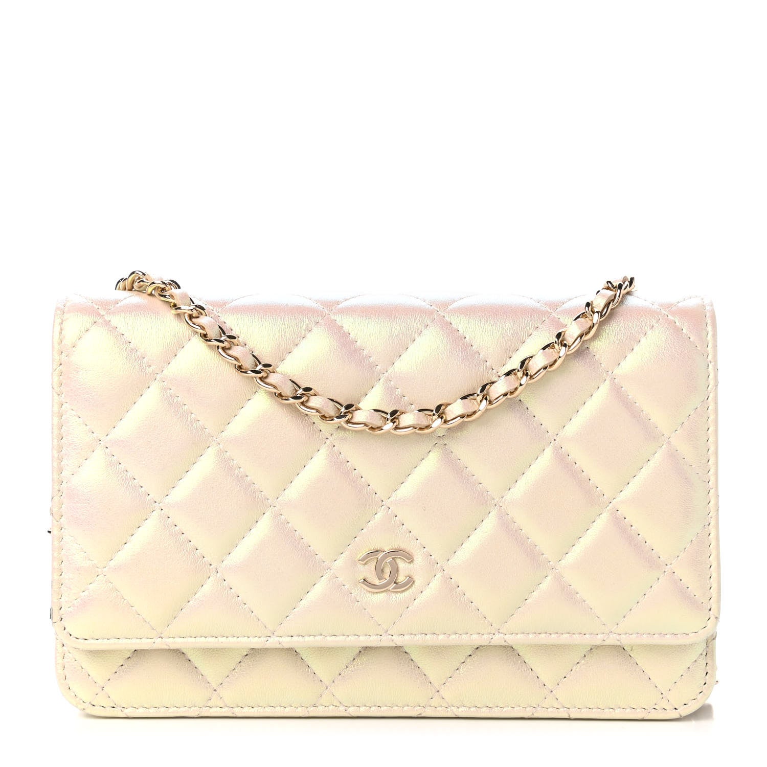 Chanel Iridescent Lambskin Quilted Wallet On Chain WOC Ivory 1 of 12