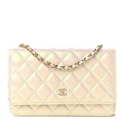 Chanel Iridescent Lambskin Quilted Wallet On Chain WOC Ivory 1 of 12