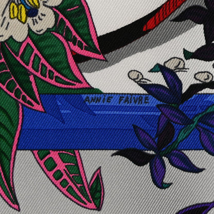 Hermes Silk Jardins D Hiver Scarf 90 Gris Vert Rose 5 of 6