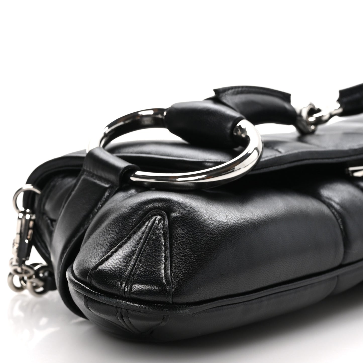 Nappa Vertical Matelasse Medium Maxi Horsebit Chain Shoulder Bag Black