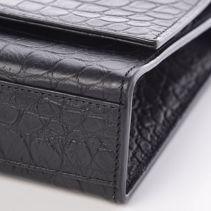 Saint Laurent Calfskin Crocodile Embossed Medium Classic Monogram Kate Tassel Satchel Black 9 of 9