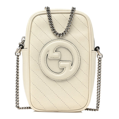 Gucci Sakai Be Green Calfskin Diagonal Stitched Mini Blondie Vertical Shoulder Bag Mystic White 1 of 13