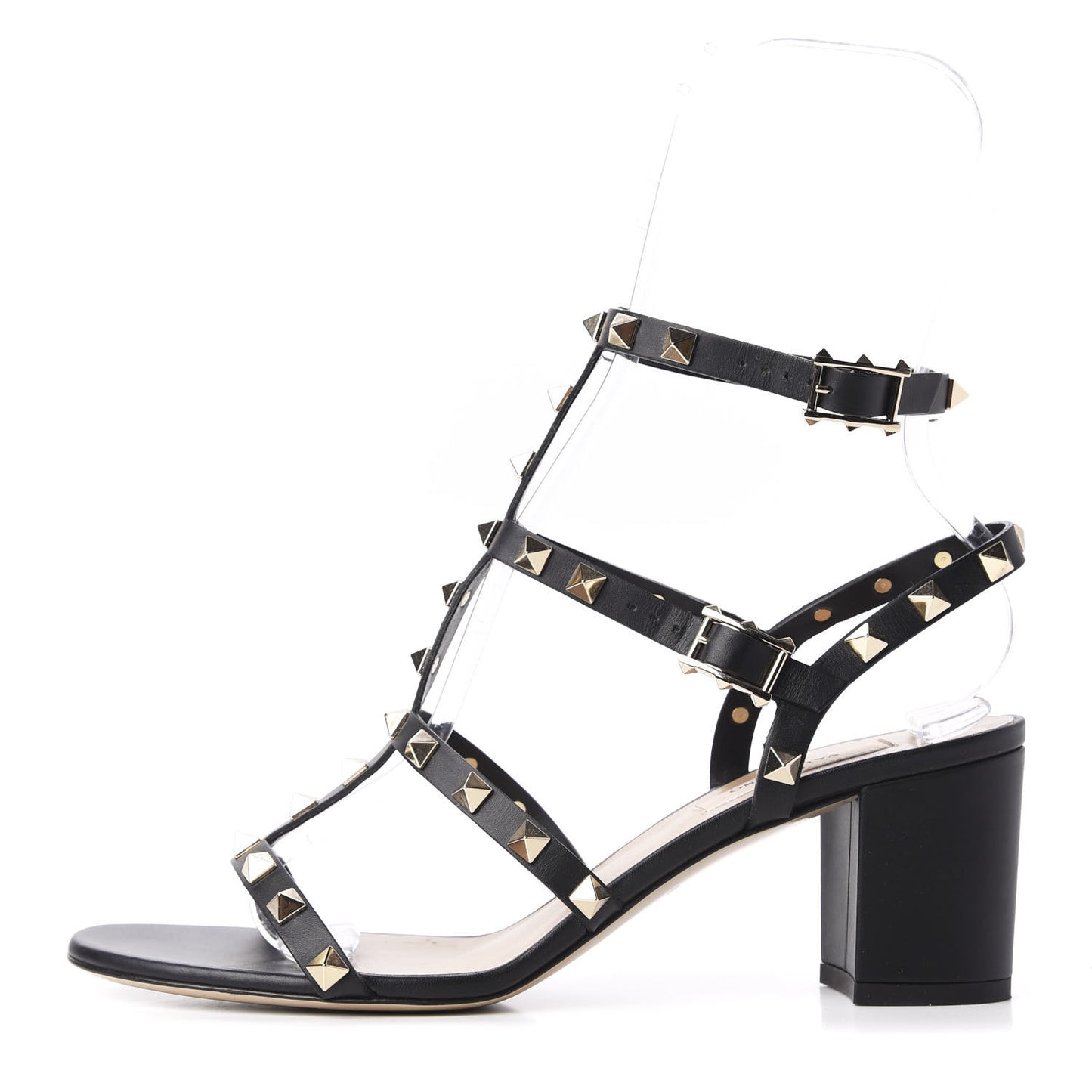 Calfskin Rockstud 60mm City Sandals 38.5 Black
