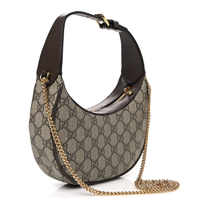 Gucci GG Supreme Monogram Textured Dollar Calfskin Small Ophidia Shoulder Bag Beige Ebony New Acero 3 of 10