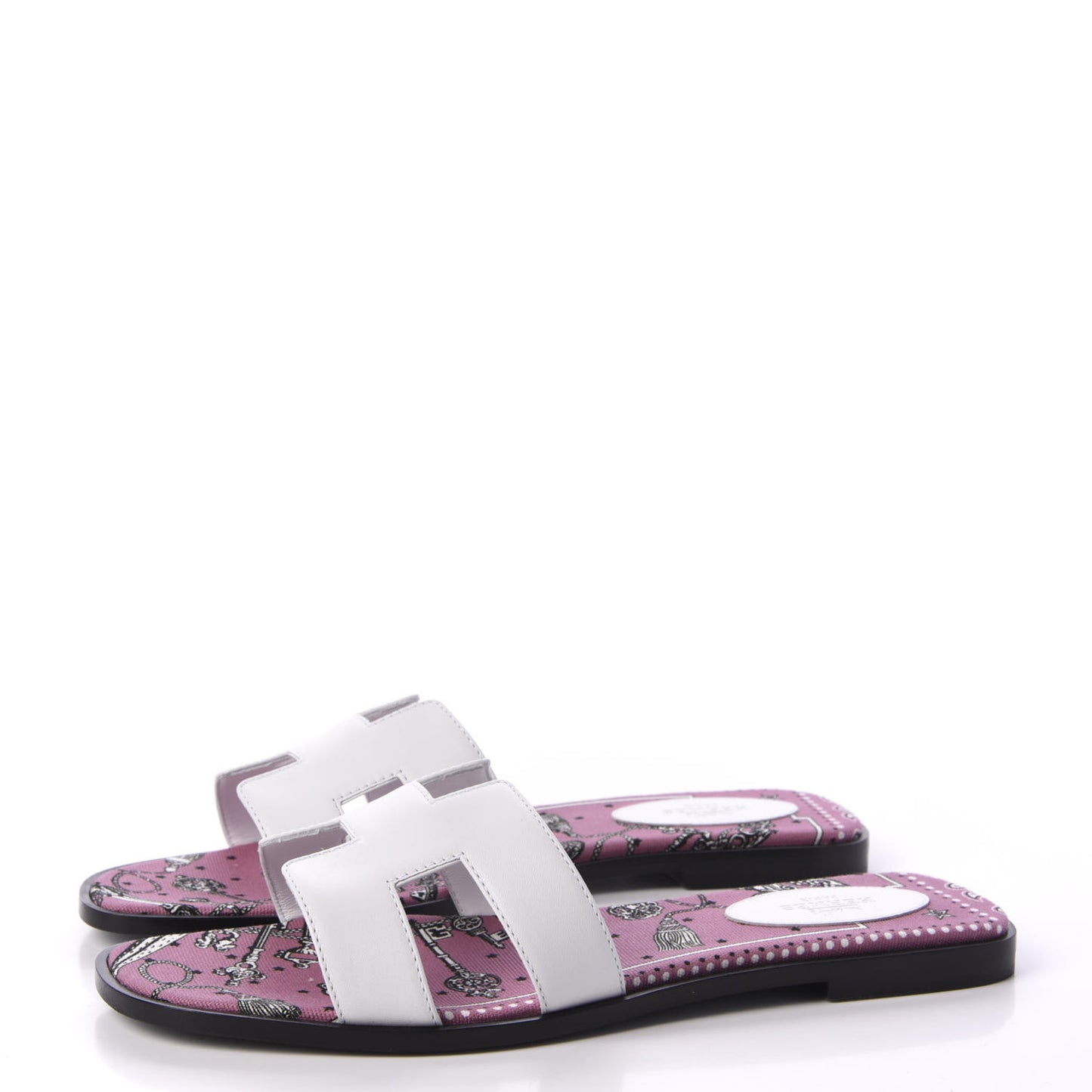 Box Calfskin Bois De Rose White Oran Sandals 40 White