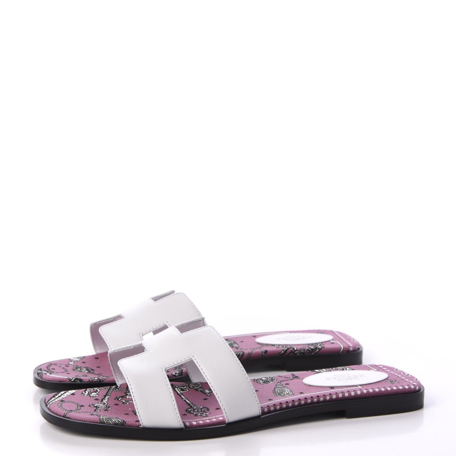Hermes Box Calfskin Bois De Rose White Oran Sandals 40 White 3 of 10