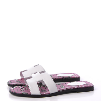 Hermes Box Calfskin Bois De Rose White Oran Sandals 40 White 3 of 10